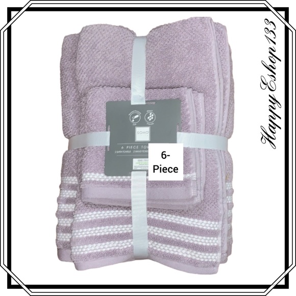 SOHO Living 100% Cotton Towel Set 6-Piece Bath Hand Washcloth